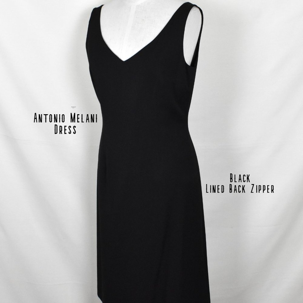 ANTONIO MELANI Dress Size 8 Black Sleeveless Lined Back Zipper